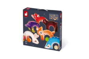 Janod Spel - Croquet Bosdieren - Dit Croquetspel Is Een Leuk Behendigheidsspel En Ideaal Voor Plezier Met Het Hele Gezin! - Bevat 6 Houten Poortjes, 2 Hamers En 2 Ballen - Geschikt Vanaf 3 Jaar