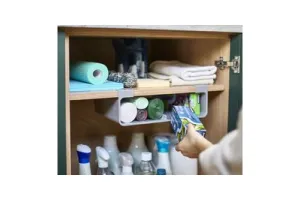 Joseph Joseph Keukenkastorganizer voor Aluminiumfolie, Huishoudfolie, Bakpapier en Zakjes - Ruimtebesparende Houder - Grijs - Groot