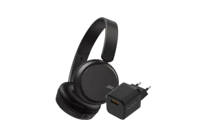 JVC HA-S36W Zwart + BlueBuilt Quick Charge Oplader met Usb A Poort 18W Zwart