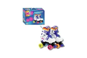 K3 - Rolschaatsen - Verstelbaar in 4 maten - Maat 26/29 - Met stopper - Wit -Regenboog