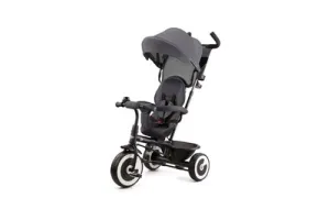 Kinderkraft ASTON - driewieler voor kinderen van 9m-5 jaar - draaibare zitting - vrijloopfunctie - inklapbare kap - verstelbare duwstang - veilige riemen - lekvrije wielen - praktische accessoires - ideaal voor wandelingen - Grijs