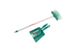 Klein Toys Leifheit 3-delige veegset - bezem, veger en blik - 55,5 cm lange steel - blauw groen