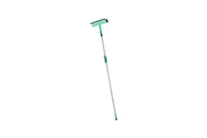 Leifheit raamwisser met borstel en telescoopsteel - 28 cm wisbreedte - 110-190 cm - Click System - turquoise - grijs