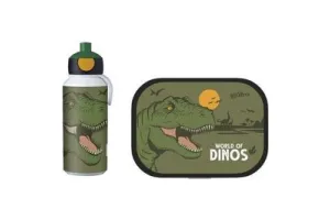 Mepal lunchset (pop-up fles &amp; lunchbox) Campus - 400 + 750 ml - Broodtrommel en Drinkbeker voor kinderen - Bento box - Pop-up drinkfles - Dino