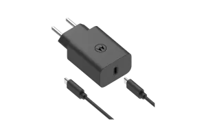 Motorola Power Delivery Oplader 30W Zwart + Usb C Kabel 1m Zwart Kunststof