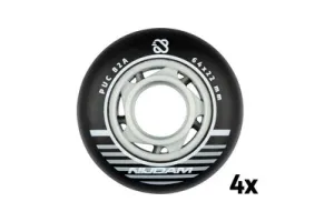 Nijdam Inline Skate Wielen Set - 64x24 mm - 4st - Black - Zwart/Zilver/Wit