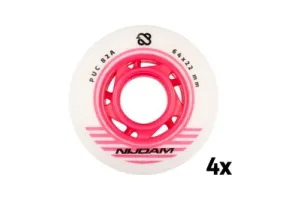 Nijdam Inline Skate Wielen Set - 64x24 mm - 4st - Wit/Roze