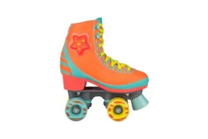 Nijdam Rolschaatsen - LED Star Zebra - Fluororanje/Lichtblauw/Geel - 31/32