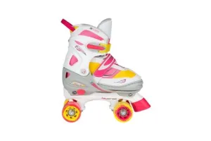 Nijdam Rolschaatsen Verstelbaar - Rave Skate - Wit/Roze/Geel - 38-41