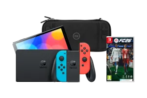 Nintendo Switch OLED Blauw/Rood + EA Sports FC 26 + BlueBuilt Beschermhoes