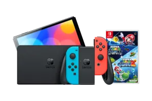 Nintendo Switch OLED Blauw/Rood + Super Mario Galaxy 1+2