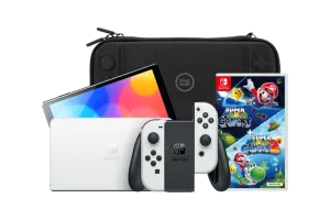 Nintendo Switch OLED Wit + Super Mario Galaxy 1+2 + BlueBuilt Beschermhoes