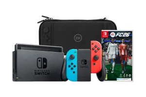 Nintendo Switch Rood/Blauw + EA Sports FC 26 + BlueBuilt Beschermhoes