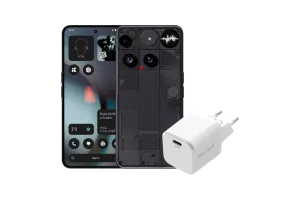 Nothing Phone (3) 256GB Zwart 5G + BlueBuilt Oplader met Usb C Poort 45W Wit