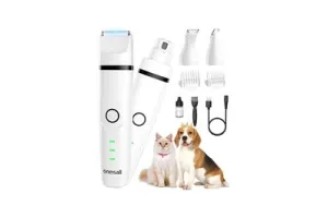Oneisall 4-in-1 Stille Dierentondeuse voor Kat en Hond - Honden Trimset - Katten trimmer - Hondentondeuse &amp; Hondentrimmer - Wit