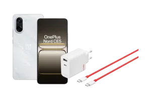 OnePlus Nord CE 5 128GB Wit 5G + OnePlus SuperVOOC Oplader 80W met 2 Poorten + Usb C kabel