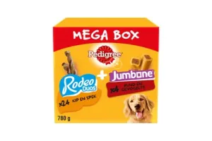 Pedigree Hondensnacks - Megabox - 24 x Rodeo en 4 x Jumbone - 780g
