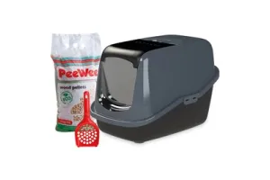 PeeWee Kattenbak EcoHus Startpakket - Antraciet - 56 x 39 x 38,5 cm