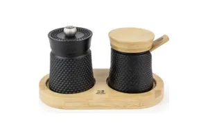Peugeot Bali Fonte Peper- En Zoutstel 8 cm - Zwart/hout - Gietijzer