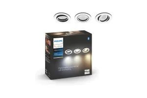 Philips Hue Milliskin inbouwspot White Ambiance - rond - Aluminium - 3-pack