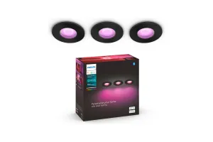 Philips Hue Xamento badkamer inbouwspot White and Color - Zwart - Rond 3-pack