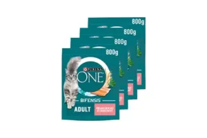 Purina ONE Adult - Kattenvoer Droogvoer - Zalm &amp; Volkoren Granen - 4 x 800 g