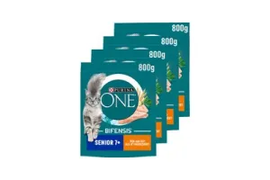 Purina ONE Senior - Kattenvoer Droogvoer - Kip &amp; Volkoren Granen - 4 x 800 g