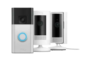 Ring Battery Video Doorbell Nikkel + Indoor Cam 2nd gen + Stick Up Cam Battery
