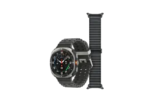 Samsung Galaxy Watch Ultra (2025) 4G Titanium Zilver 47mm + Ultra Trail Horlogeband Grijs