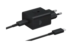 Samsung Super Fast Charging Oplader 45W Zwart + Usb C Kabel 1,8m Zwart Kunststof