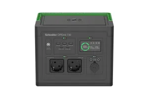 Schneider OffGrid Portable Power Station 730 - Li-Ion accu, LCD, 2x stopcontact, 3x USB-A, 2x USB-C, 3x 12V, wireless charging pad Schneider OffGrid Portable Power Station 730 - Li-Ion accu, LCD, 2x stopcontact, 3x USB-A, 2x USB-C, 3x 12V, wireless charging pad