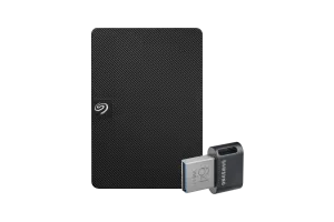 Seagate Expansion Portable 1TB + Samsung Fit Plus USB 64GB
