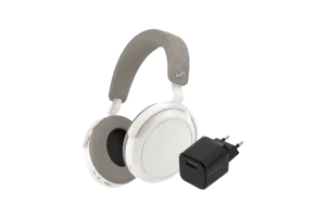 Sennheiser Momentum 4 Wireless Wit + BlueBuilt Quick Charge Oplader met Usb A Poort 18W