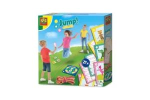 SES - Jump! Animals Elastieken - stevig elastiek met glitter - spinnerbord met draaibare pijl - 27 speelkaarten met sprongen