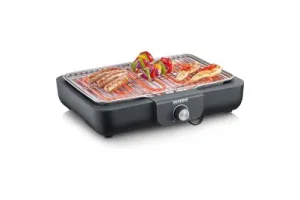 Severin PG 8554 - Electrische Tafel BBQ Grill - 2300 W - 230 degC - Grillrooster - Zwart Roestvrijstaal