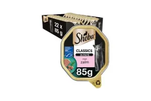 Sheba Kattenvoer - Classic Pate - Natvoer - Zalm - kuipjes 22x85g