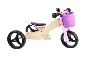 Small Foot - Houten Driewieler en Loopfiets 2in1 Roze