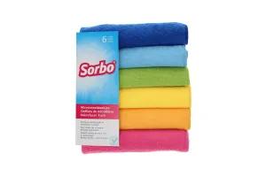 Sorbo Microvezeldoeken - Set van 6 - 40x40 cm - Multicolor - Streeploze Reiniging