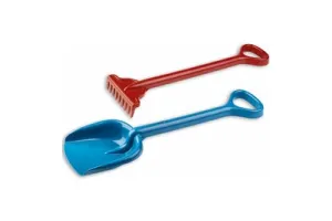 Strand/zandbak set - schep/hark - blauw/rood - 56 cm - buitenspeelgoed