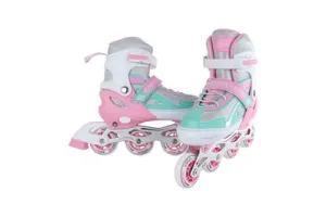 Street Rider Inline Skeelers Roze/Groen Verstelbaar, Maat 29-32