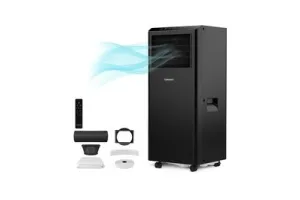 Tomado TMA9002B - Mobiele airco - 9000 BTU Airconditioning - 3 in 1 - Koelen, Ventilator, Ontvochtiger - Afdichtingskit - Tot 80 m3 - Zwart