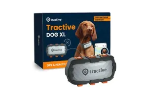 Tractive DOG XL Adventure - Locatie tracker met GPS Gezondheid &amp; Activity functies - Waterdicht - Past op meeste halsbanden - Grijs