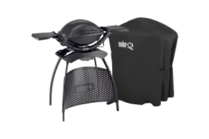 Weber Q1400 met onderstel + Weber Luxe Hoes voor Q-serie met onderste