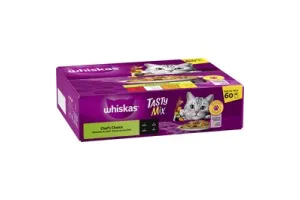 Whiskas 1+ Tasty Mix Adult Kattenvoer Chef's Choice in Saus 60 x 85 gr