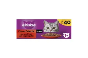 Whiskas Kattenvoer - Adult 1+ - Classic Selectie in Saus - 40x85g