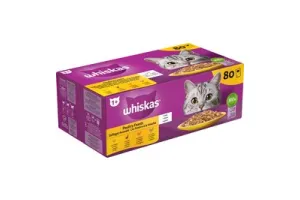 Whiskas Kattenvoer - Adult 1+ - Gevogelte in gelei - Giga-Pack 80x85g