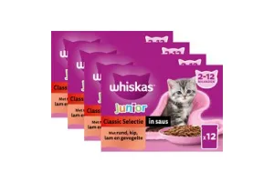 Whiskas Kattenvoer - Junior - Classic Selectie in Saus - 48x85g