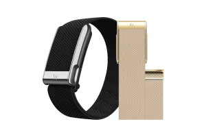 WHOOP MG Life Zwart Abonnement 1 Jaar + WHOOP MG SuperKnit Luxe Band Donkerblauw