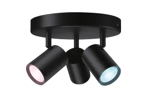 WiZ 3 spots Imageo rond - Gekleurd en Wit licht - GU10 - zwart