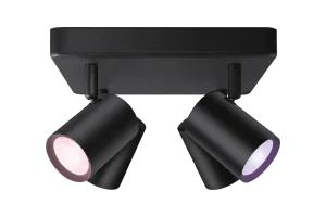 WiZ 4 spots Imageo vierkant - Gekleurd en Wit licht - GU10 - zwart